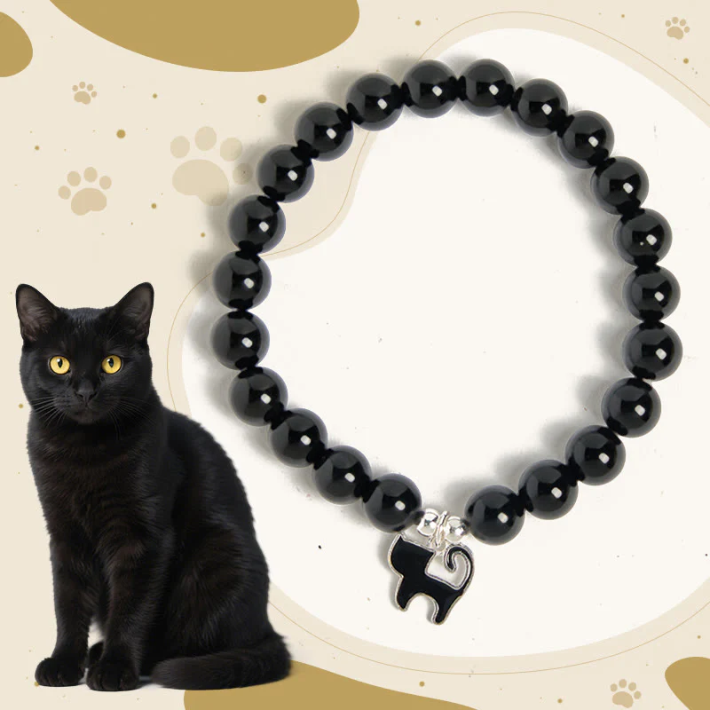 Buddha Stones 925 Sterling Silver Kitten Charm Black Cat Natural Black Onyx Protection Bracelet