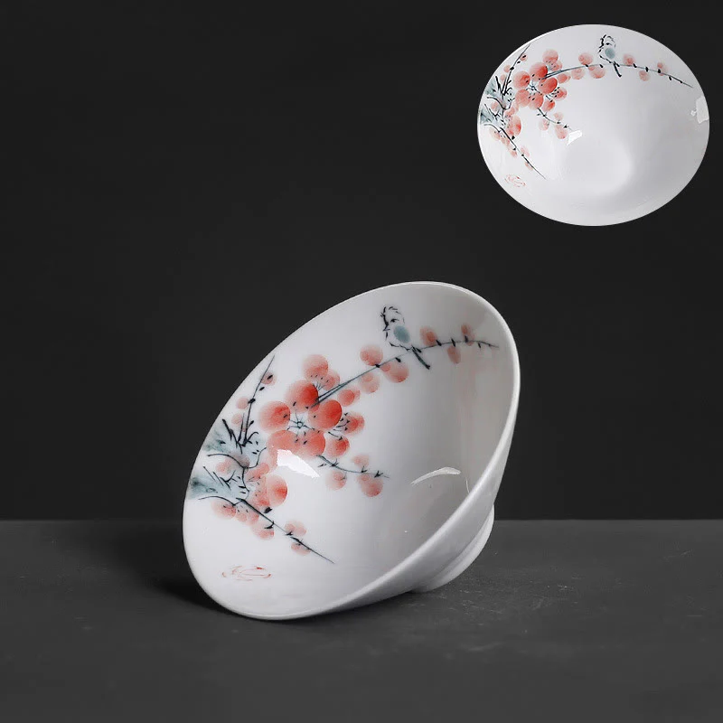 Buddha Stones Vintage Plum Orchid Bamboo Chrysanthemum Lotus Koi Fish Ceramic Teacup Kung Fu Tea Cups