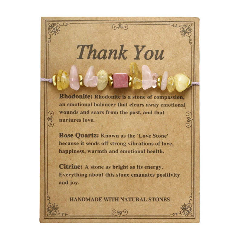 Buddha Stones Thank You Rose Quartz Citrine Rhodonite Passionate Bracelet