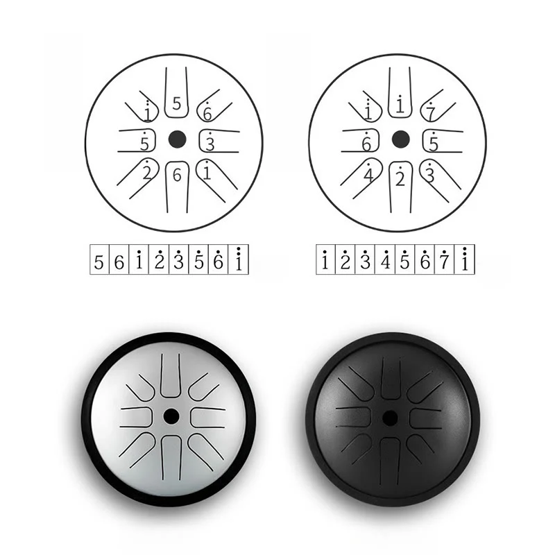 Buddha Stones Steel Tongue Drum Sound Healing Yoga Meditation Drum Kit 8 Note 6 Inch Percussion Instrument