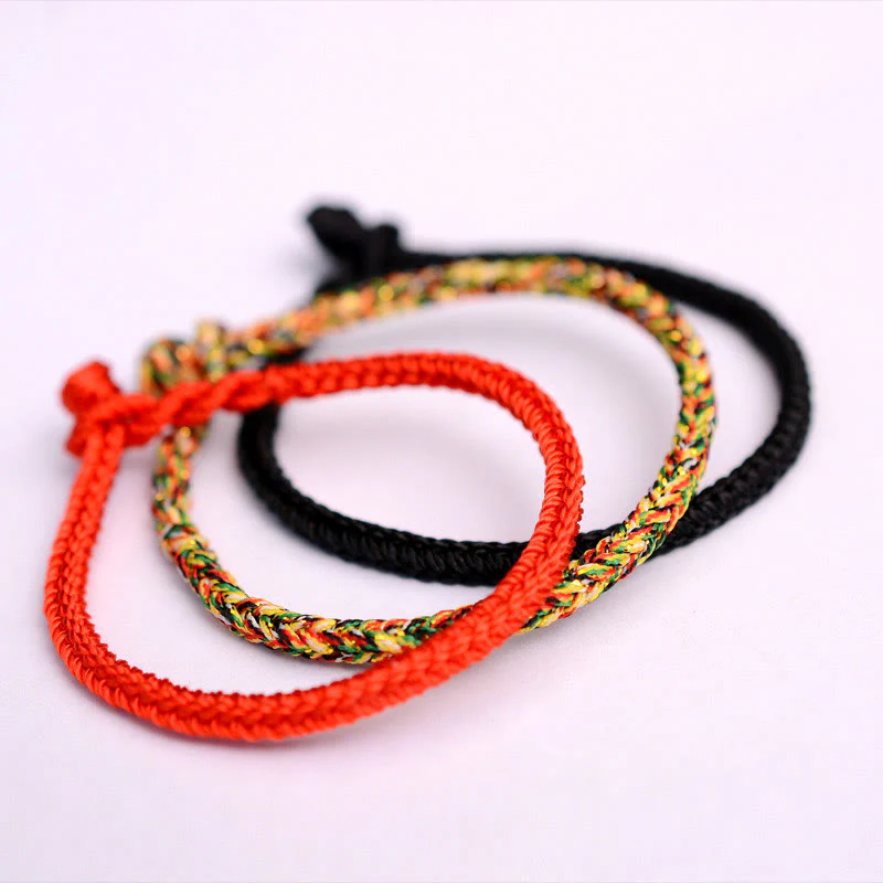 Buddha Stones Tibetan Handmade Eight Thread Peace Knot Protection Braided String Bracelet