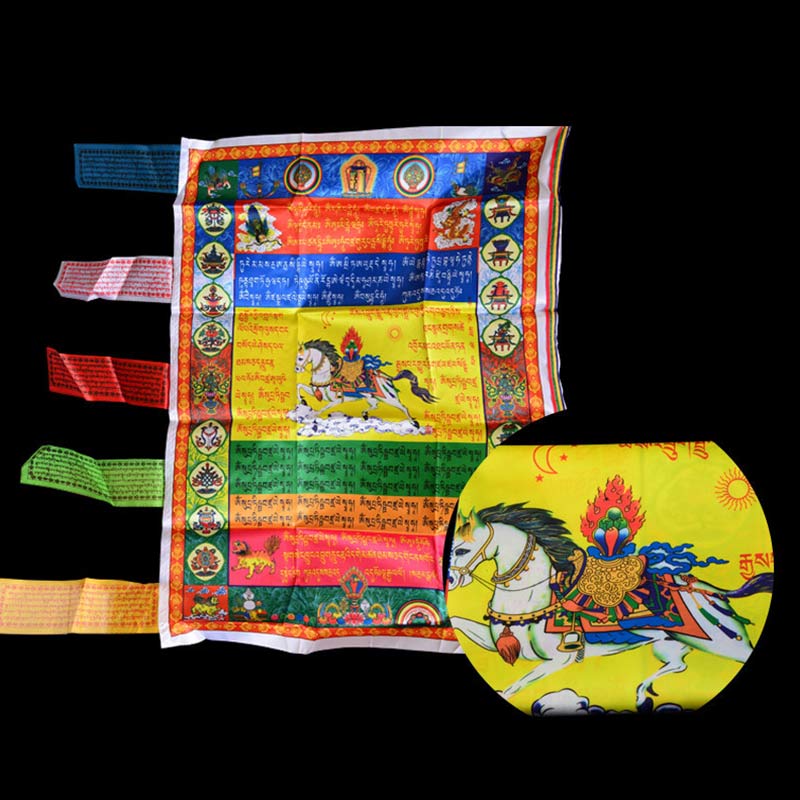 Buddha Stones Tibetan Colorful Windhorse Protection Outdoor Prayer Flag Decoration (Extra 35% Off | USE CODE: FS35)