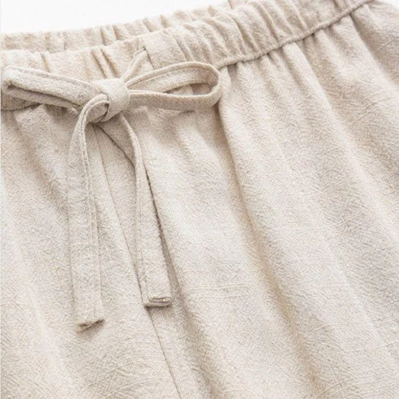 Buddha Stones 2Pcs Tang Suit Frog-Button Long Sleeve Shirt Pants Linen Cotton Men's Set