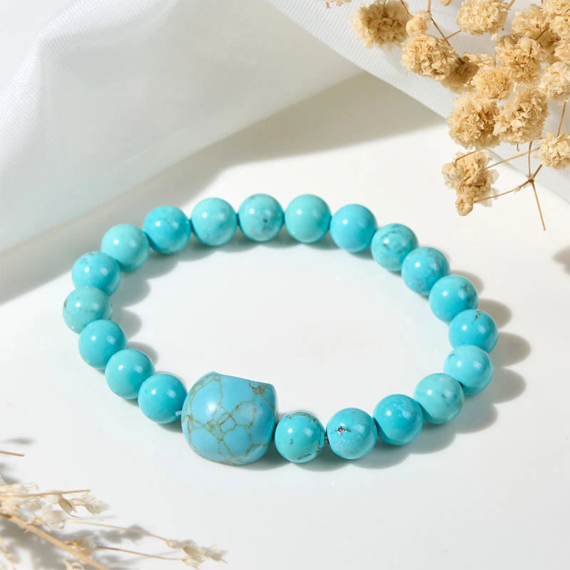 Buddha Stones Natural Cat Turquoise Strength Beads Bracelet