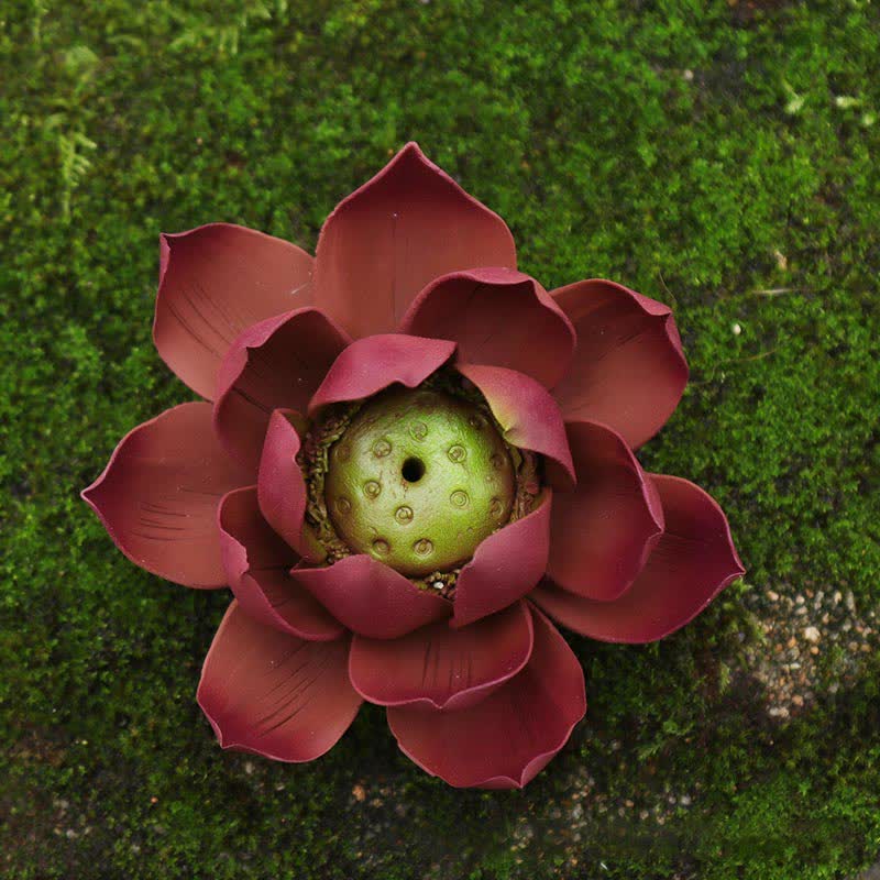 Buddha Stones Tibetan Lotus Positive Peace Incense Burner Decoration