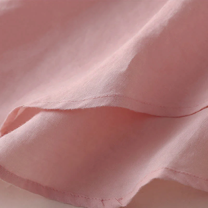 Buddha Stones Casual Women's V-neck Three Quarter Sleeve Design Plain Cotton Linen Shirt