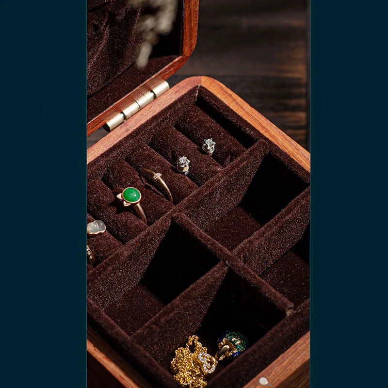 Buddha Stones Antique Flower Leaf Handmade Rosewood Jewelry Storage Box Wooden Gift Organizer Box