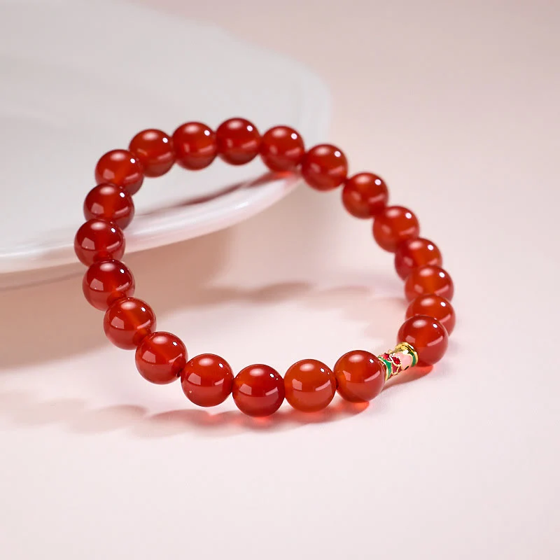 Buddha Stones Natural Red Agate Lucky Koi Fish Confidence Bracelet
