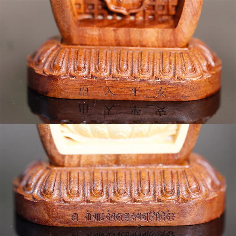 Buddha Stones Guru Rinpoche Buddha Padmasambhavan Serenity Wood Engraved Statue Figurine Decoration