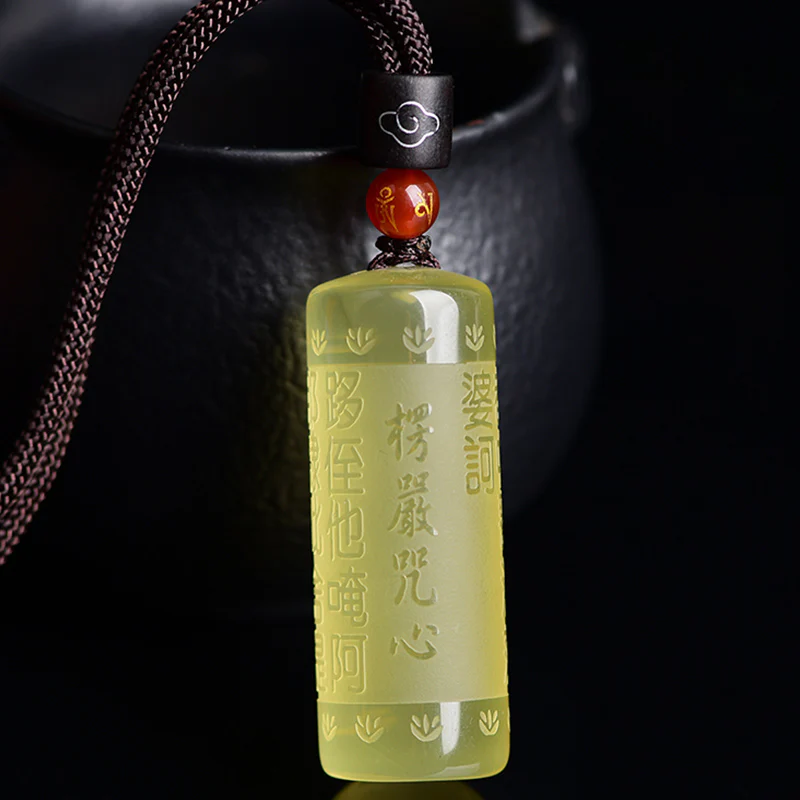 Buddha Stones Heart Sutra Citrine Happiness Strength Necklace Pendant