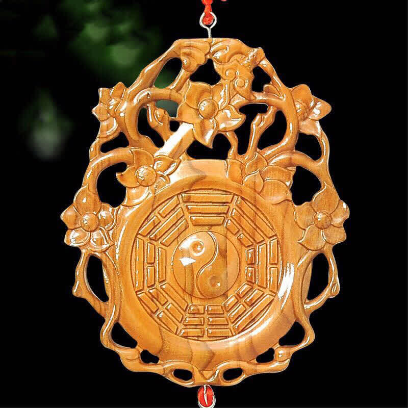 Buddha Stones Feng Shui Bagua Map Peach Wood Chinese Knotting Balance Energy Map