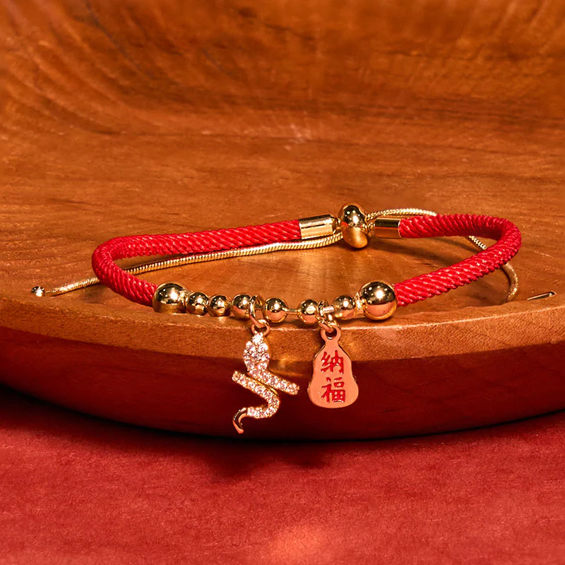 Buddha Stones Handmade Red String Fu Character Year Of The Snake Protection Braided Bracelet