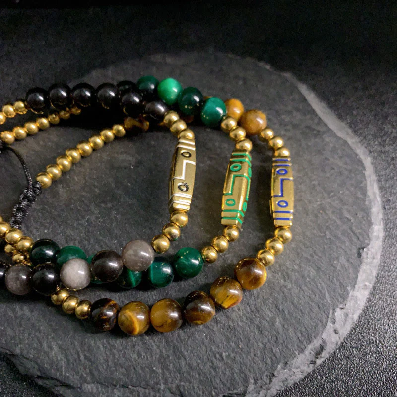 Buddha Stones Cute Bone Pattern Tiger Eye Courage Beads Bracelet