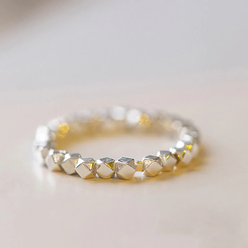 Buddha Stones 925 Sterling Silver Beaded Blessing Ring