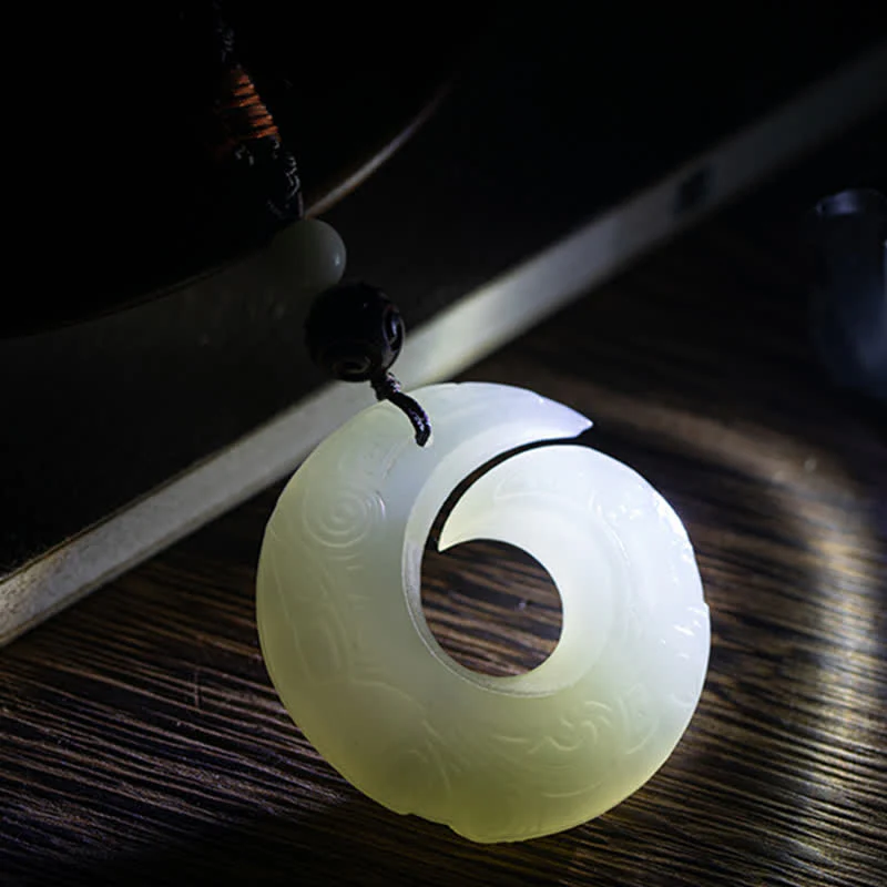 Buddha Stones Peace Buckle Jade Small Leaf Red Sandalwood Cinnabar Agate Luck Necklace Pendant