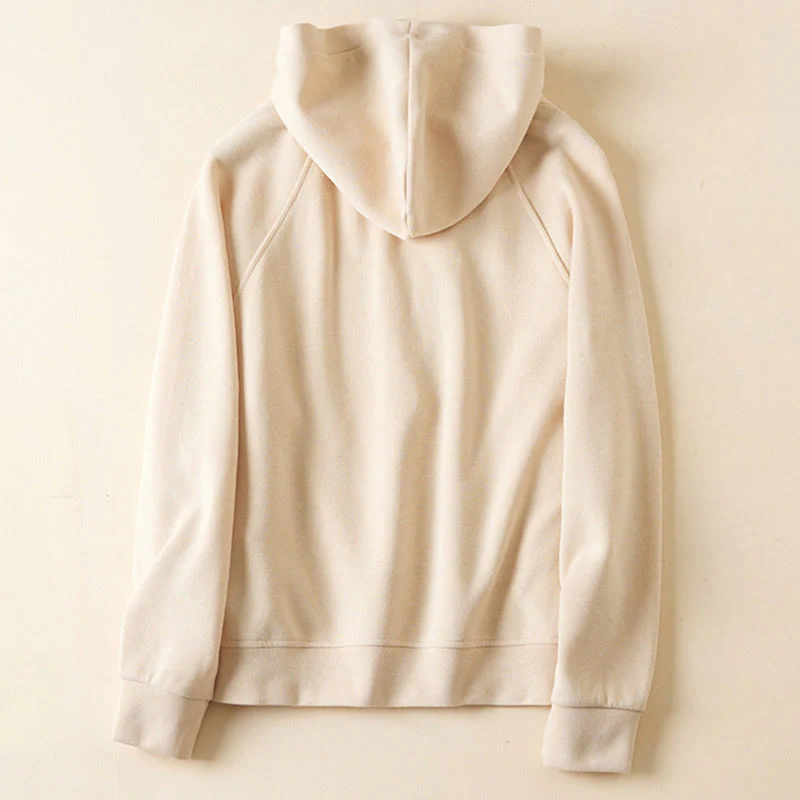 Buddha Stones Plain Buttons Women's Cotton Hooded Jacket With Pockets