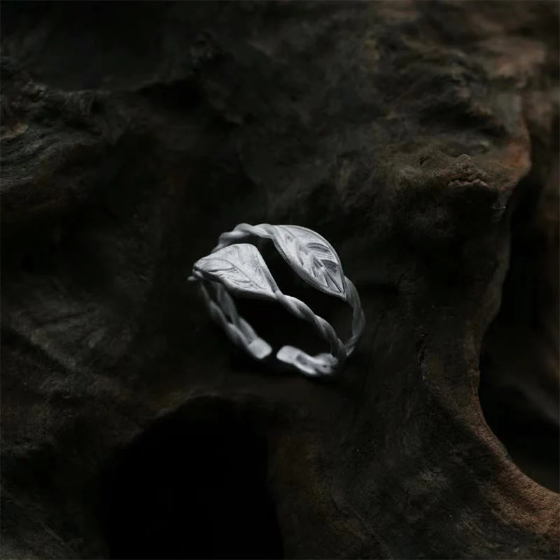 Buddha Stone Copper Leaf Wealth Adjustable Ring