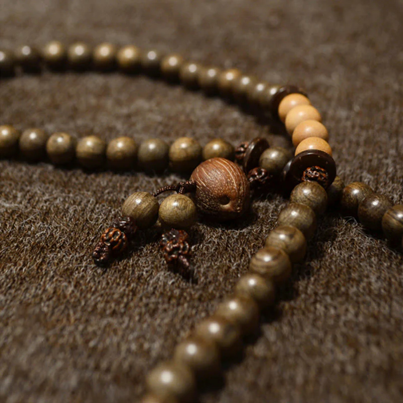 Buddha Stones Tibetan Sandalwood Protection Charm Mala Bracelet