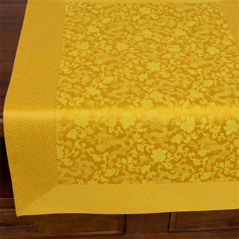 Buddha StonesPrayer Altar Flower Dragon Pattern Tibetan Auspicious Symbols Jacquard Mat