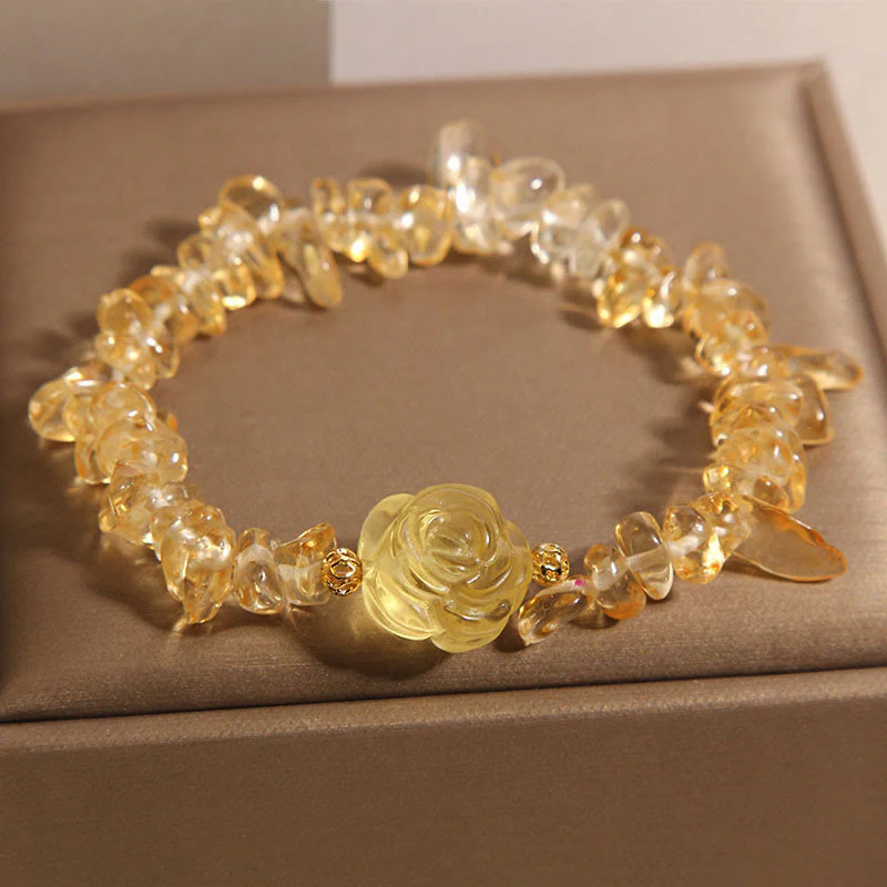 Buddha Stones Natural Citrine Irregular Bead Petals Pleasure Bracelet