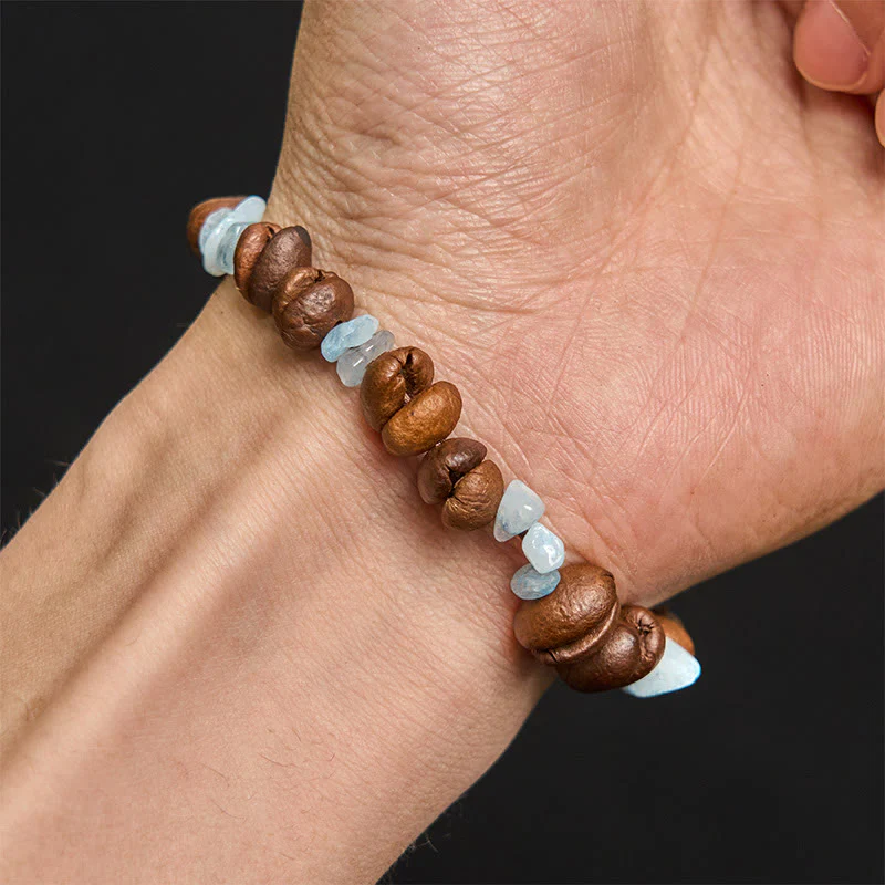 Buddha Stones Handmade Natural Coffee Beans Amethyst Citrine Amazonite Irregular Crystal Bracelet