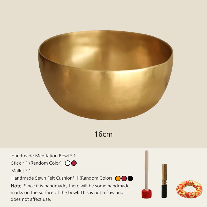 Buddha Stones Handmade Nepal Golden Singing Bowl Simple Design for Healing and Meditation Sound Bowl Set