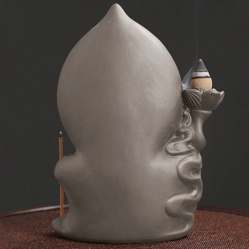 Buddha Stones Tibetan Avalokitesvara Buddha Lotus Healing Backflow Smoke Fountain Incense Burner