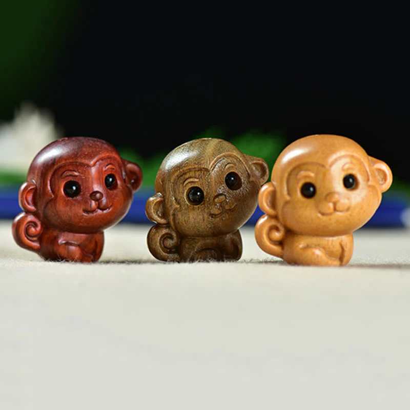 Buddha Stones Green Sandalwood Small Leaf Red Sandalwood Cute Monkey Animals Peace Decoration