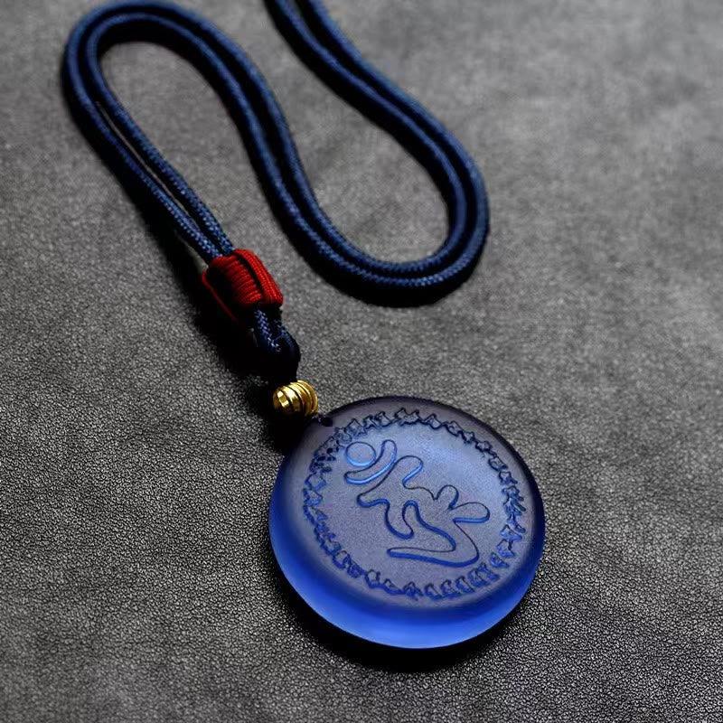 Buddha Stones Tibet Shurangama Mantra Liuli Crystal Necklace Pendant