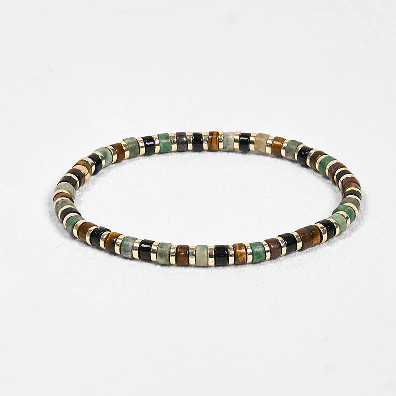 Buddha Stones Natural Hematite Tiger Eye Stones Support Bracelet