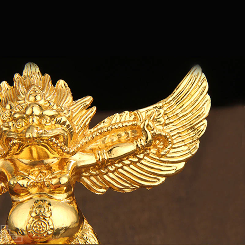 Buddha Stones Tibetan Gold Garuda Bird Alloy Protection Home Decoration