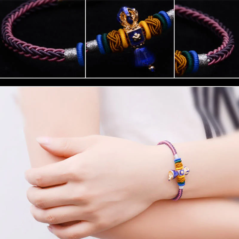 Buddha Stones Tibetan Handmade Dorje Vajra Strength Eight Threads String Bracelet