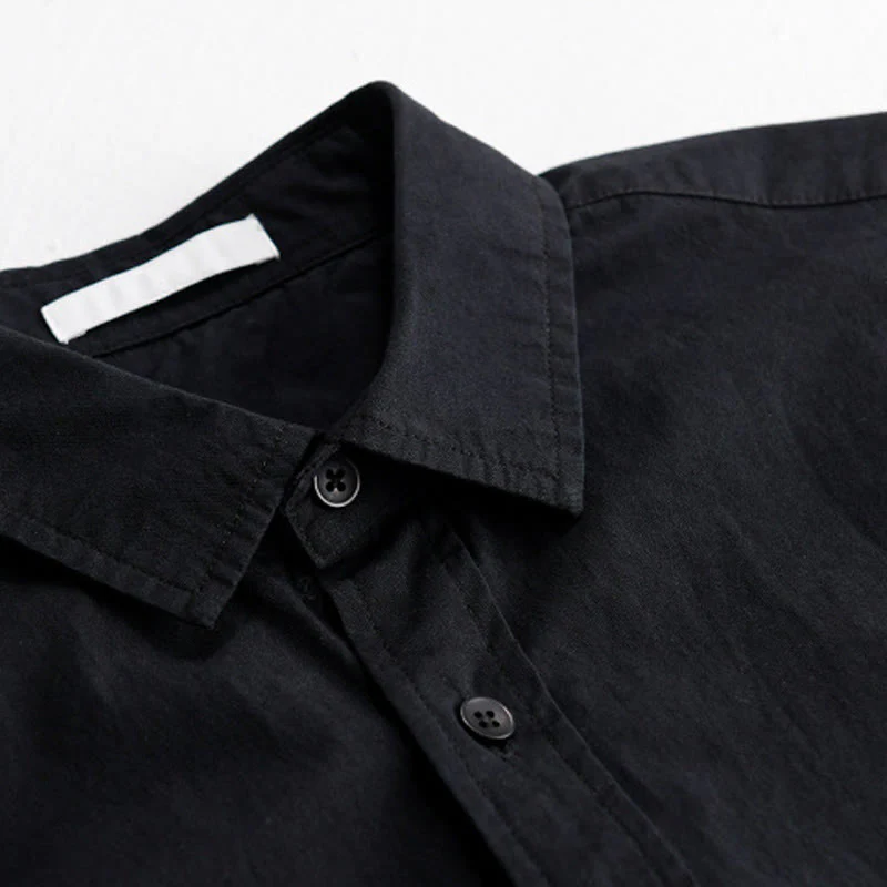 Buddha Stones Casual Embroidery Match Flame Pattern Lapel Men's Short Sleeve Cotton Shirt With Pocket