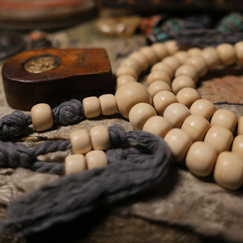 Buddha Stones 108 Mala Beads Abelia Biflora Wood Warding Off Evil Spirits Wrist Mala