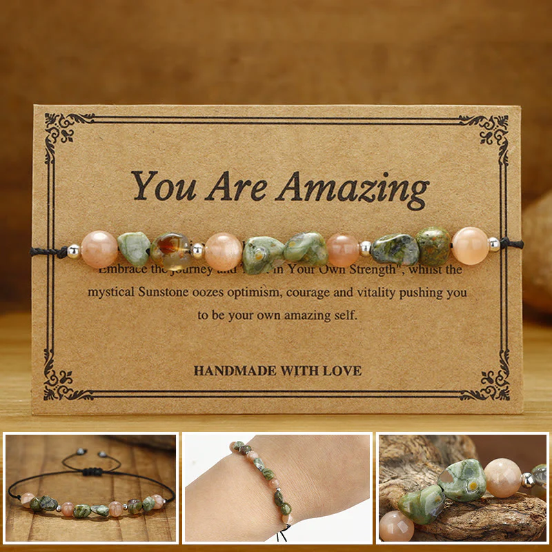 Buddha Stones You Are Amazing Rhyolite Sun Stone Positive Bracelet