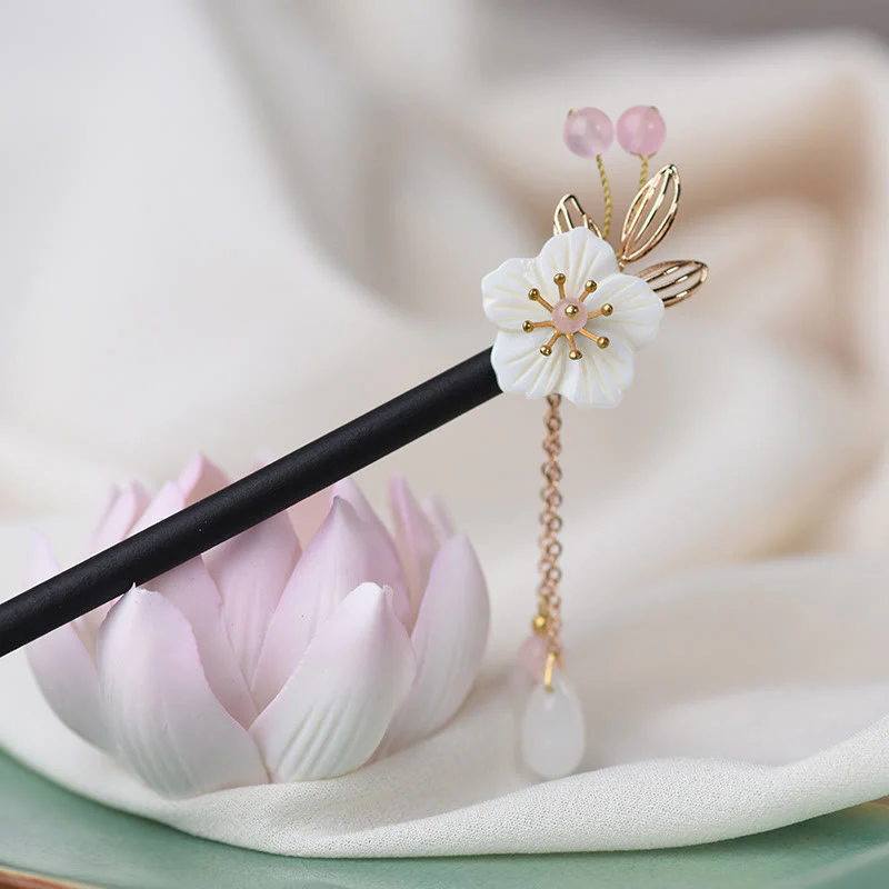 Buddha Stones Classical Chinese Style Bauhinia Tassel Wood Hairpin