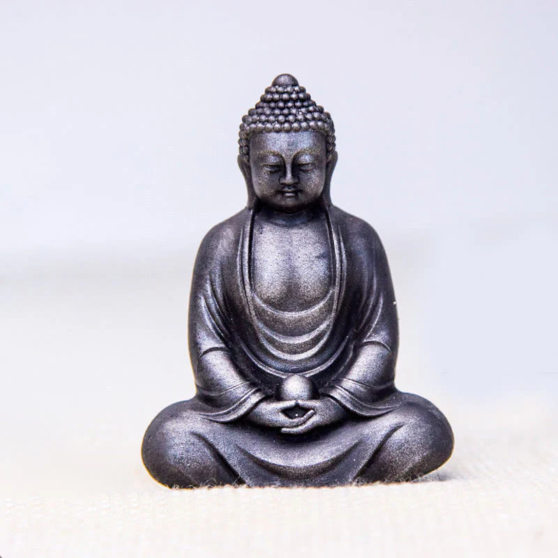 Buddha Stones Tibetan Meditating Buddha Iron Powder Rust Cast Resin Statue Serenity Decoration