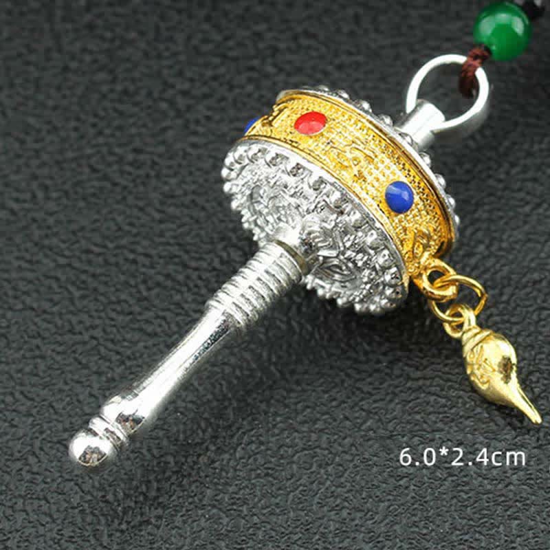 Buddha Stones Tibet Om Mani Padme Hum Prayer Wheel Tassel Bag Car Hanging Decoration