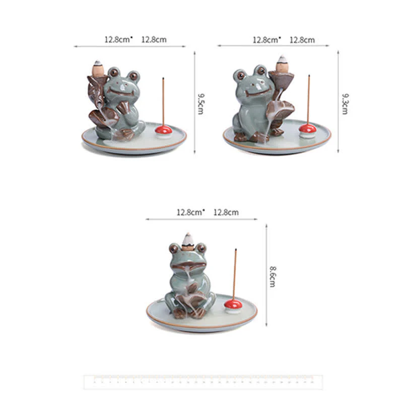 Buddha Stones Meditation Frog Ceramic Lotus Healing Incense Burner