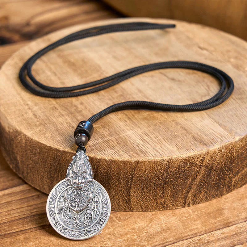 Buddha Stones Mountain Ghosts Spend Money Bagua Design Copper Pixiu Harmony Necklace Pendant