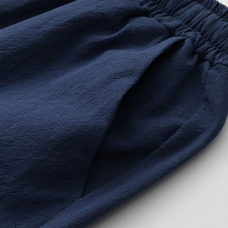 Buddha Stones 2Pcs Chinese Characters Crane Cotton Shirt Pants With Pockets Men's Meditation Cloth Set