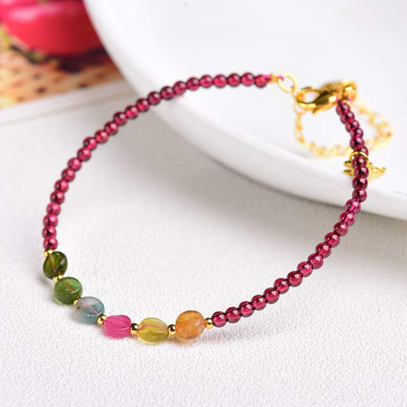 Buddha Stones Garnet Tourmaline Butterfly Protection Bracelet Anklet