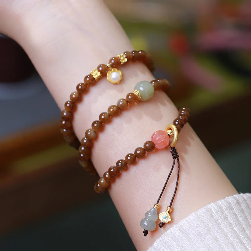 Buddha Stones Jade Butterfly Gourd Prosperity Luck Bracelet Necklace