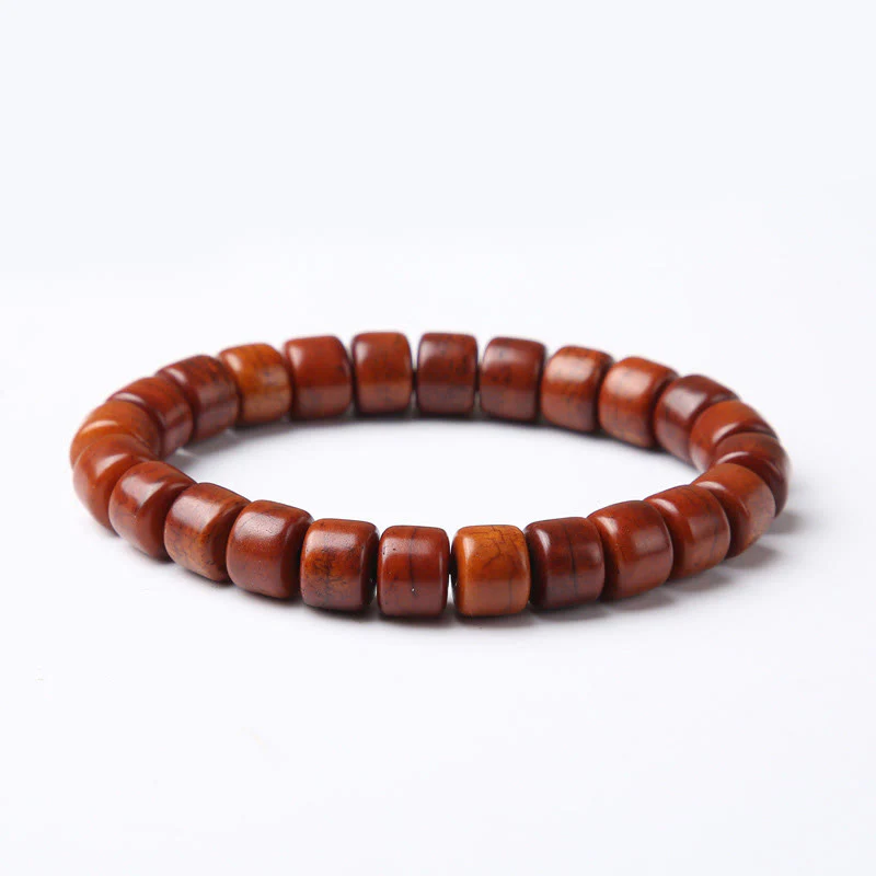 Buddha Stones Tibetan Bone Beads Three-Eyed Dzi Bead Sheep Horn Red Agate Strength Bracelet