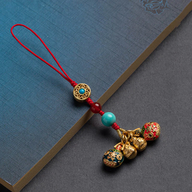 Buddha Stones Gold Swallowing Beast Family Luck Car Key Chain Phone Hanging Decoration