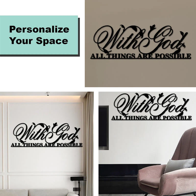 Buddha Stones With God All Things Are Possible Metal Sign Wall Art