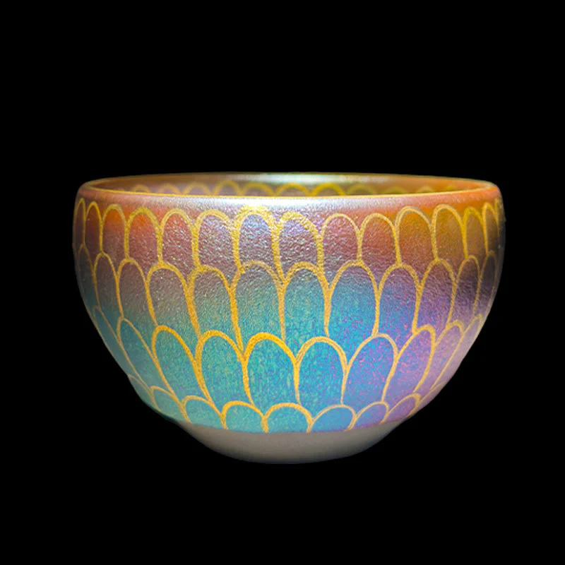 Buddha Stones Handmade Chinese Jianzhan Lotus Flower Pattern Ceramic Teacup Kung Fu Tea Cup 150ml