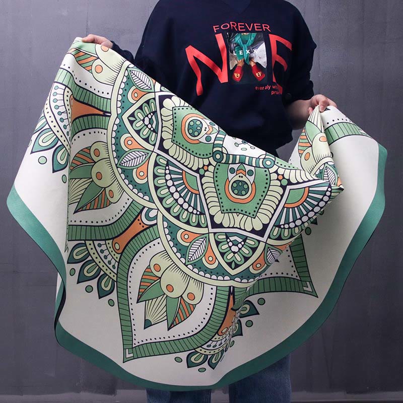 Buddha Stones Tibetan Lotus Mandala Enlightenment Foldable Natural Rubber Yoga Mat Decoration
