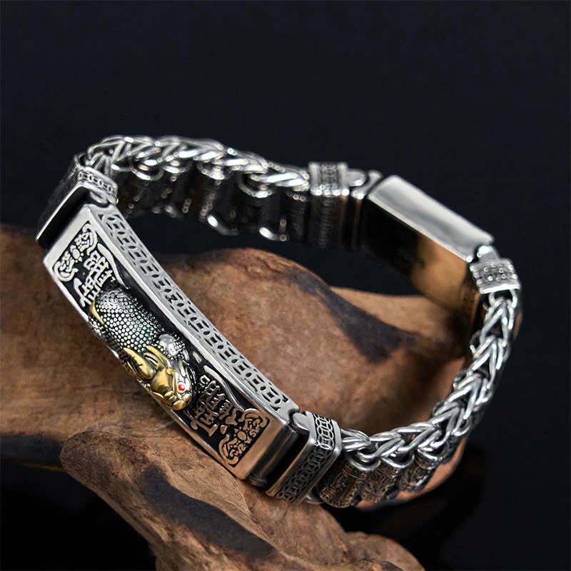 Buddha Stones Tibetan Copper Buckle Prayer Wheel Heart Sutra Pi Xiu Metal Bracelet