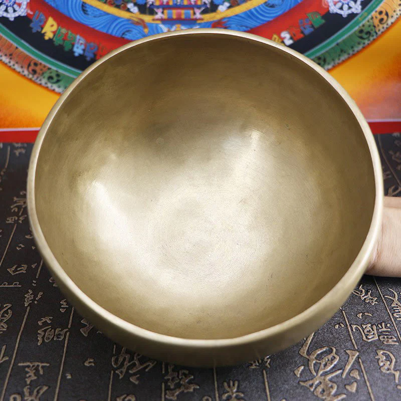 Buddha Stones Handmade Nepal Golden Singing Bowl Simple Design for Healing and Meditation Sound Bowl Set